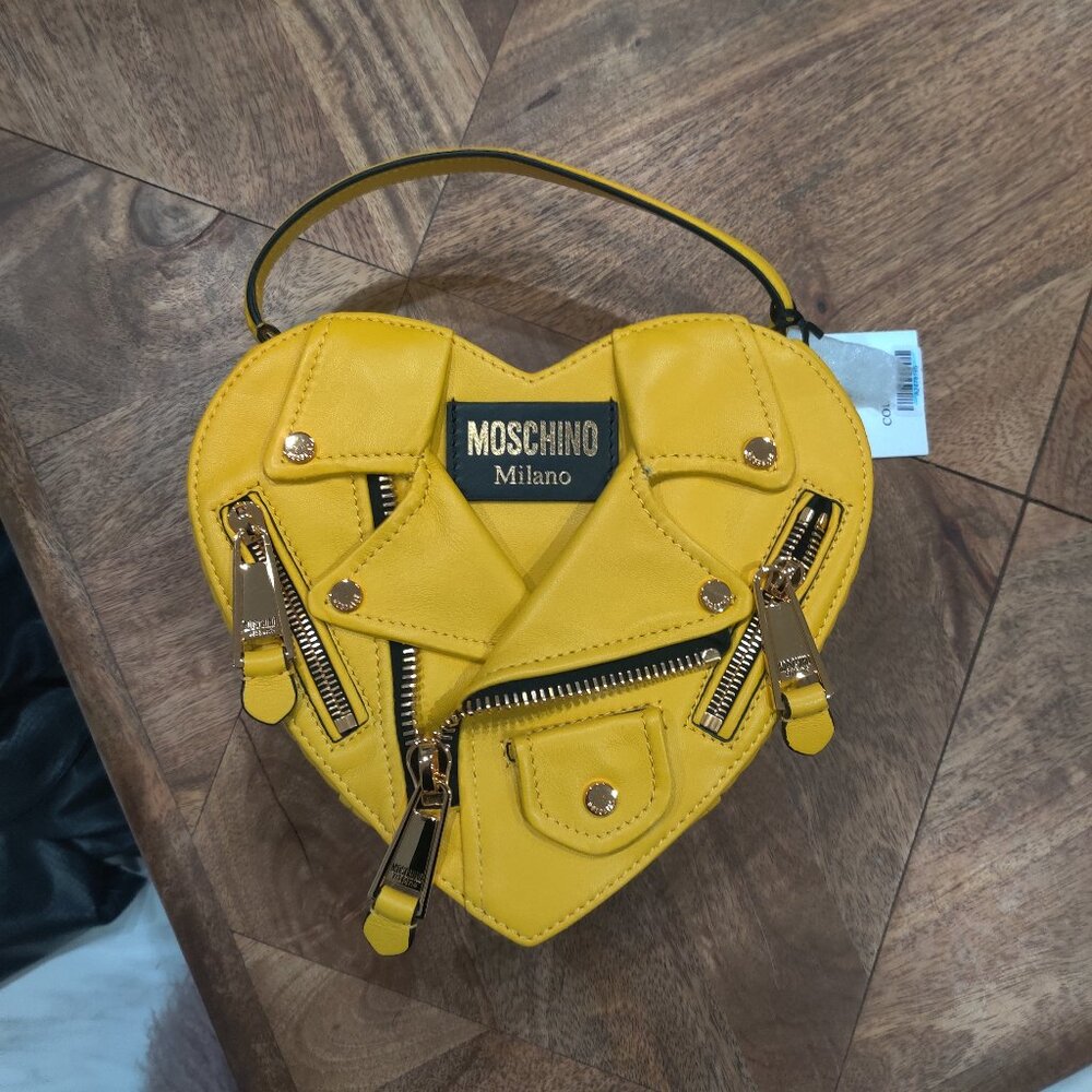 MOSCHINO Leather Biker Jacket Heart Handbag new $1727.00